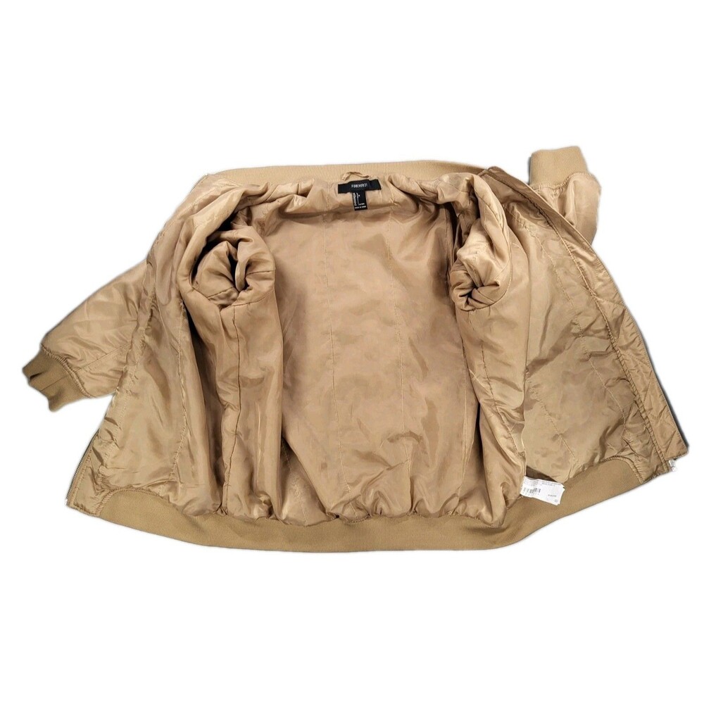 Forever 21 Men's Satin Finish Bomber Jacket - Beige / Tan (Size L - Picture 3 of 14